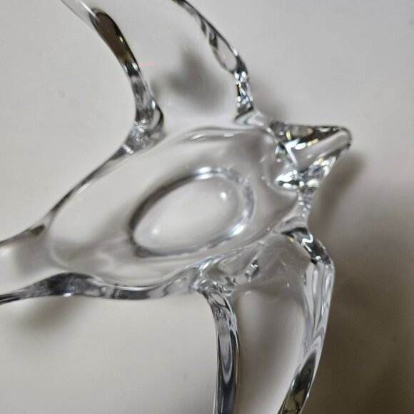Vintage Mid-Century Modern Heavy Lead Crystal Flying Bird Clear Art Glass Bowl - Picture 5 of 12